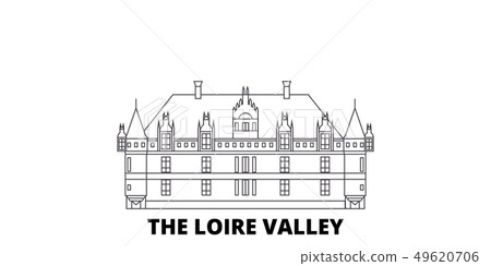 France, The Loire Valley Landmark line travel skyline set. France, The Loire Valley Landmark outline France, The Loire Valley Landmark line travel skyline set. France, The Loire Valley Landmark outline 49620706