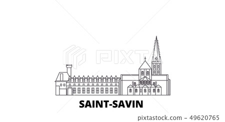 France, Saint Savin line travel skyline set. France, Saint Savin outline city vector illustration 49620765