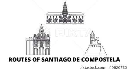France, Routes Of Santiago De Compostela line travel skyline set. France, Routes Of Santiago De 49620780