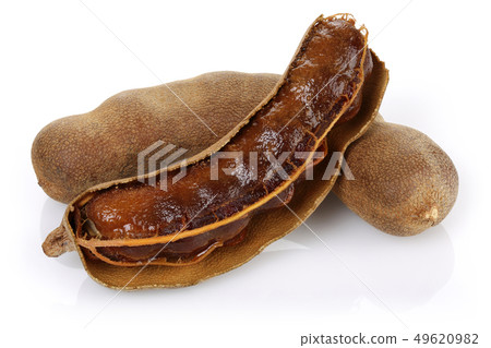 Fresh tamarind fruit isolated on white 49620982