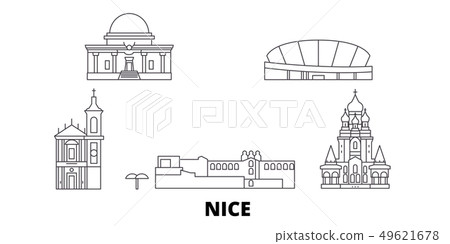 France, Nice line travel skyline set. France, Nice outline city vector illustration, symbol, travel 49621678