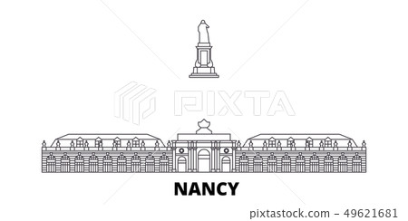 France, Nancy Landmark line travel skyline set. France, Nancy Landmark outline city vector 49621681