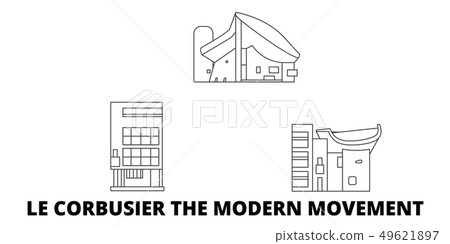 France, Le Corbusier Modern Movement line travel skyline set. France, Le Corbusier Modern Movement 49621897