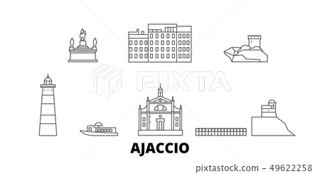 France, Ajaccio line travel skyline set. France, Ajaccio outline city vector illustration, symbol France, Ajaccio line travel skyline set. France, Ajaccio outline city vector illustration, symbol 49622258