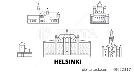 Finland, Helsinki line travel skyline set. Finland, Helsinki outline city vector illustration Finland, Helsinki line travel skyline set. Finland, Helsinki outline city vector illustration 49622317
