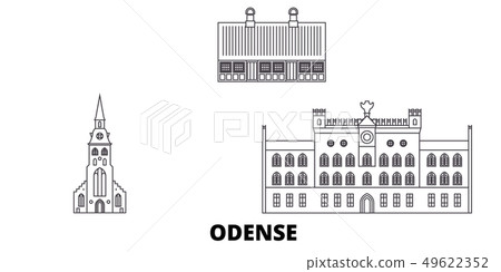 Denmark, Odense line travel skyline set. Denmark, Odense outline city vector illustration, symbol 49622352