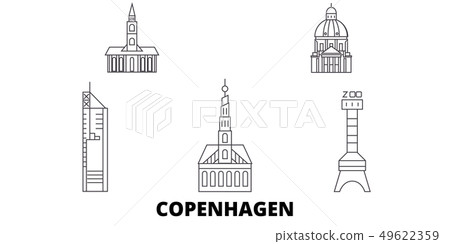 Denmark, Copenhagen City line travel skyline set. Denmark, Copenhagen City outline city vector 49622359