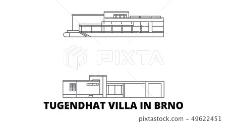 Czech Republic, Brno, Tugendhat Villa line travel skyline set. Czech Republic, Brno, Tugendhat Villa Czech Republic, Brno, Tugendhat Villa line travel skyline set. Czech Republic, Brno, Tugendhat Villa 49622451
