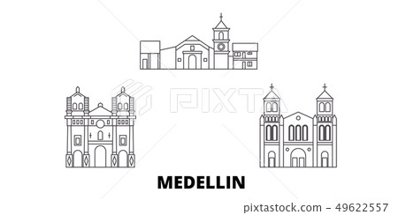 Colombia, Medellin line travel skyline set. Colombia, Medellin outline city vector illustration 49622557