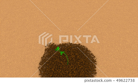 Green sprout appears from the soil and grows with new leaves 3d render, ecological creative 49622738