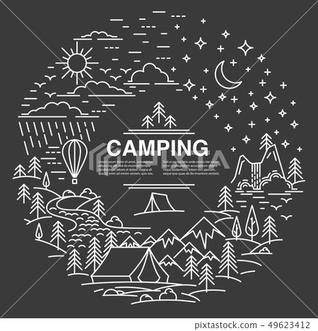 Flat line style travel banner 49623412