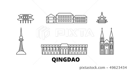China, Qingdao line travel skyline set. China, Qingdao outline city vector illustration, symbol China, Qingdao line travel skyline set. China, Qingdao outline city vector illustration, symbol 49623434