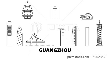 China, Guangzhou City line travel skyline set. China, Guangzhou City outline city vector 49623520