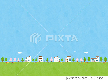 Background material-Landscape with a house Background material-Landscape with a house 49623548