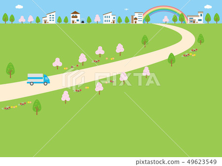 Background material-Landscape with a house 49623549