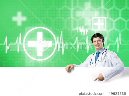 Doctor with banner Doctor with banner 49623886