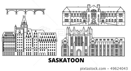Canada, Saskatoon line travel skyline set. Canada, Saskatoon outline city vector illustration Canada, Saskatoon line travel skyline set. Canada, Saskatoon outline city vector illustration 49624043