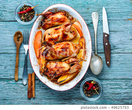Baked quail carcasses 49625783