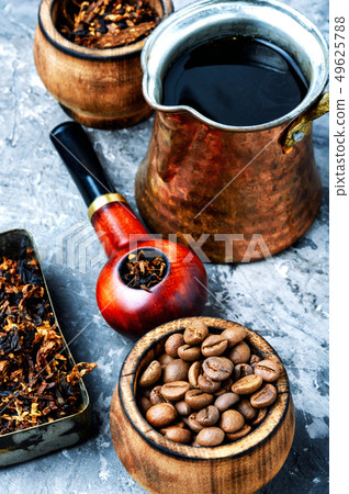 Smoking pipe and coffee Smoking pipe and coffee 49625788