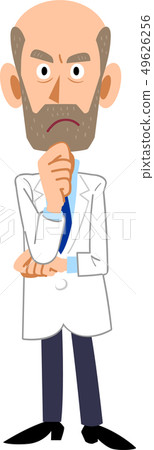 Men in white coat thinking Men in white coat thinking 49626256