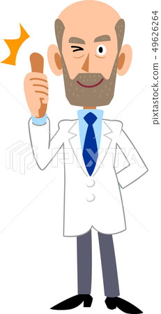 Male in white coat thumbing up Male in white coat thumbing up 49626264