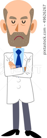 Male in white coat with arms folded Male in white coat with arms folded 49626267