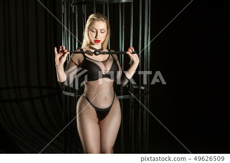 Woman in an erotic costume mesh. 49626509