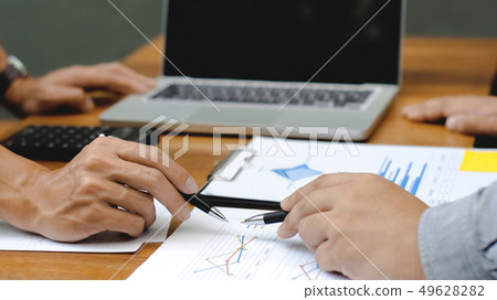 two start up people meeting discussion in value of product data two start up people meeting discussion in value of product data 49628282