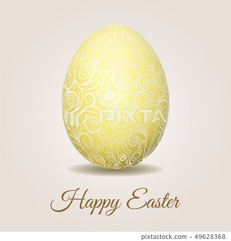 Easter card with pale yellow pastel Easter egg 49628368