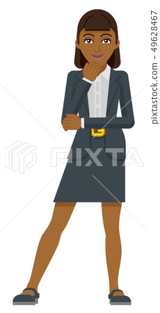 Business Woman Thinking Mascot Concept 49628467