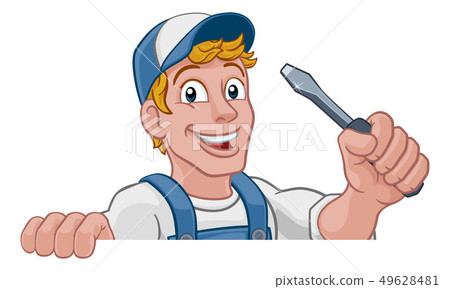 Electrician Cartoon Handyman Plumber Mechanic Electrician Cartoon Handyman Plumber Mechanic 49628481
