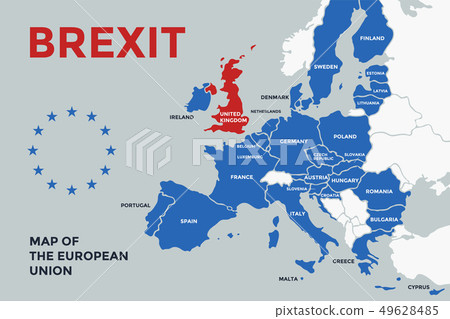 Poster map of the European Union with country names 49628485