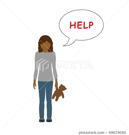 little girl with a teddy bear need help 49629080