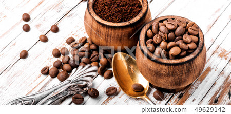 Coffee beans and grounds 49629142