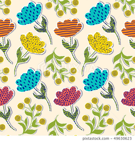 pattern with paper tulips pattern with paper tulips 49630623