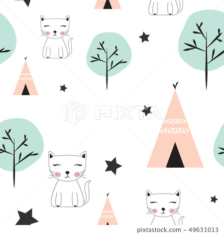 cute seamless pattern - Stock Illustration [49631013] - PIXTA