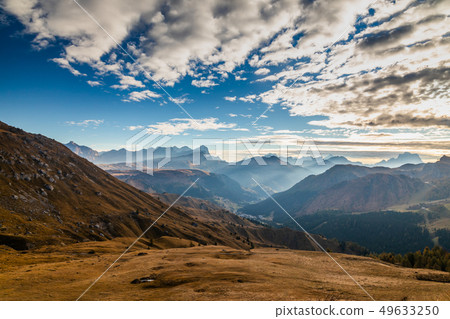 Italain Alps at sunrise, Passo Pordoi, Dolomites, Italy. Italain Alps at sunrise, Passo Pordoi, Dolomites, Italy. 49633250