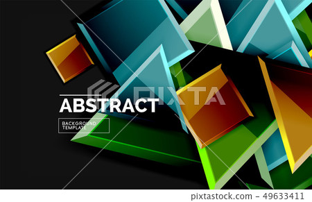 Glossy mosaic style geometric shapes - squares and 49633411