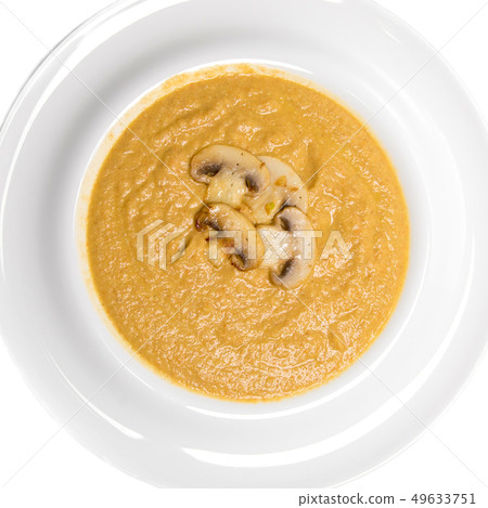 Mushroom cream soup. Top view. Mushroom cream soup. Top view. 49633751