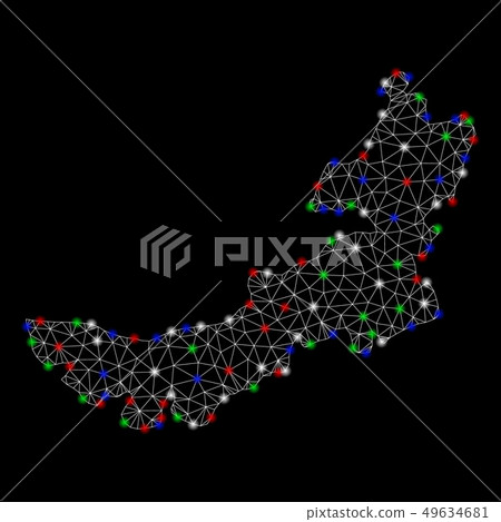 Bright Mesh Carcass Inner Mongolia Map with Flare Spots 49634681