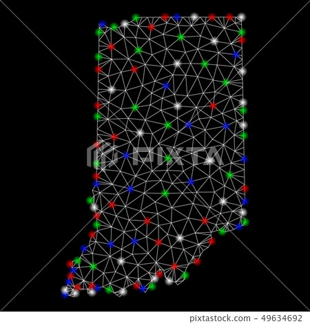 Bright Mesh Network Indiana State Map with Light Spots Bright Mesh Network Indiana State Map with Light Spots 49634692