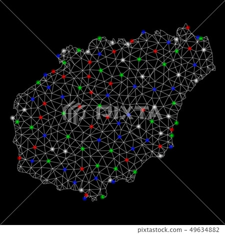 Bright Mesh Network Hainan Island Map with Light Spots Bright Mesh Network Hainan Island Map with Light Spots 49634882