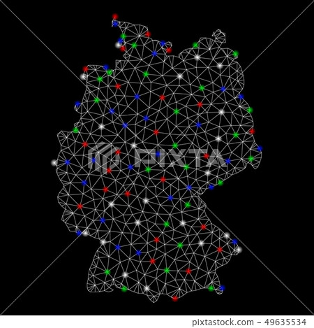 Bright Mesh 2D Germany Map with Flash Spots-插圖素材 [49635534] - PIXTA圖庫
