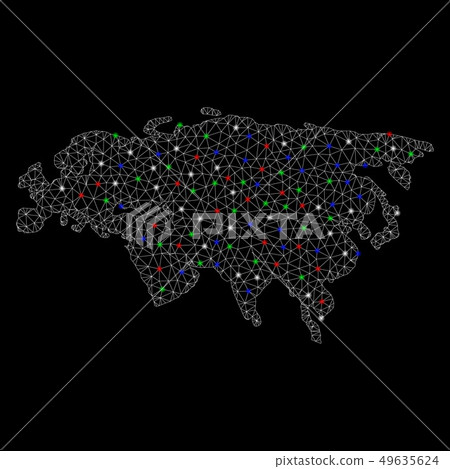 Bright Mesh Network Eurasia Map with Flare Spots 49635624