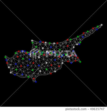 Bright Mesh Network Cyprus Countries Map with Flash Spots Bright Mesh Network Cyprus Countries Map with Flash Spots 49635747
