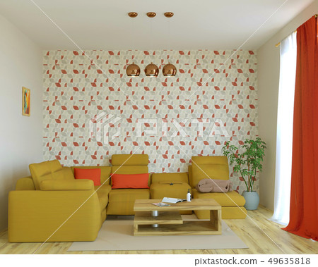3d rendering of bright scandinavian interior 49635818