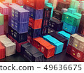 Raft of shipping containers freight cargo city depot warehouse. 49636675