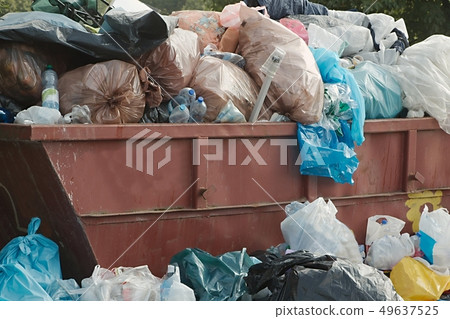 Garbage Containers Full, Overflowing Garbage Containers Full, Overflowing 49637525