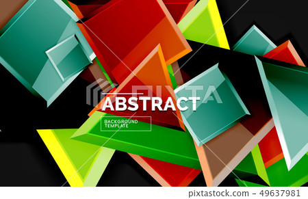 Glossy mosaic style geometric shapes - squares and 49637981