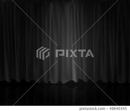 Realistic Spotlight on stage curtain. Option curtain at home in the cinema. Vector Illustration 49640345